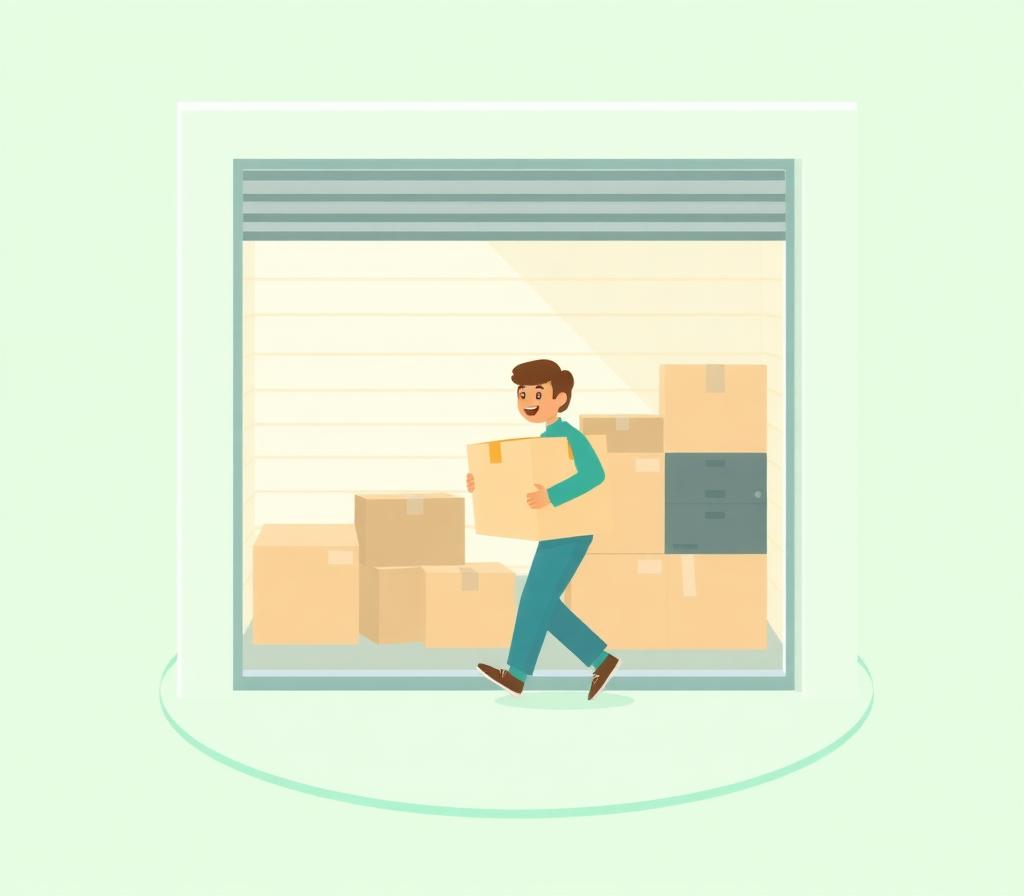 Moving boxes and furniture into a self storage unit in London